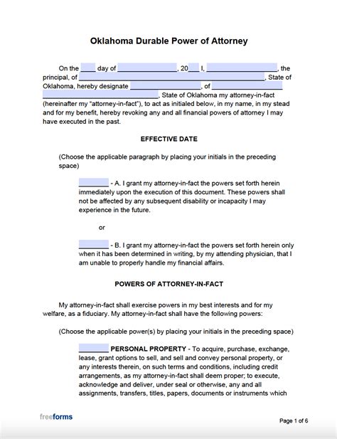 durable power of attorney oklahoma new law